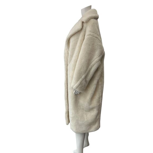 $4290 Max Mara White Ivory Tedgirl Teddy Long Coat Jacket size Medium - Picture 5 of 11